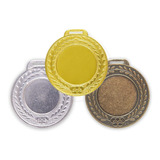 Kit 100 Medalhas Aço 55mm Lisa - Ouro Prata Bronze