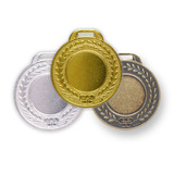 Kit 100 Medalhas De Aço 35mm Lisa - Ouro Prata Bronze