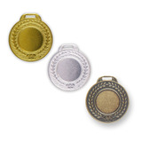 Kit 100 Medalhas De Aço 35mm Lisa - Ouro Prata Bronze