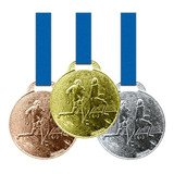 Kit 100 Medalhas Metal 35mm Futebol - Ouro Prata Bronze