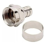 Kit 100 Peças Conector F Rg6 C/ Anel P/ Climpar Cabo