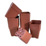 Kit 100 Vasos Quadrado Plástico Nobre Pote 9 Marrom