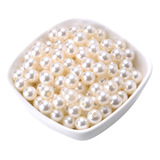 Kit 1000 Pérolas Abs 10mm Cor Creme Ou Branca Furo Passante