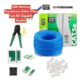 Kit 100m Cabo Rede Furukawa + Testador + Alicate + 50 Rj45