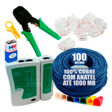 Kit 100mt Cabo Rede Azul +