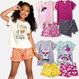Kit 10peças Infantil Feminina Atacado 5 Blusas 5 Shorts Saia