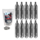 Kit 10x Co2 12g E Munição Bbs Esfera Aço Níquel 4.5mm 1000un