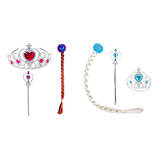 Kit 10x Fantasia Frozen Elsa & 10x Anna Trança Coroa Varinha
