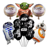 Kit 11 Balões Latex Festa Star Wars Yoda Darth Decoração