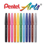 Kit 11 Canetas Pincel Pentel Fude Touch Sign Pen Desenho