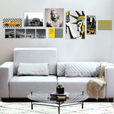 Kit 11 Quadros Decorativos - Preto Branco Amarelo New York