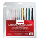 Kit 12 Agulhas De Crochê Alumínio Colorido - Círculo