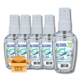 Kit 12 Álcool Líquido 70% Spray Mãos Perfumado Bolso 60ml 