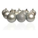 Kit 12 Bolas De Natal Mista 5cm Prata Decoração Árvore