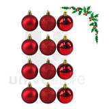 Kit 12 Bolinha De Natal Enfeite Natalino Varias Cores 5cm