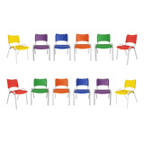 Kit 12 Cadeiras Iso Empilhavél Escola Curso Faculdade Colors