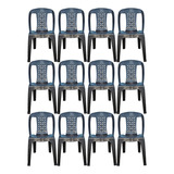 Kit 12 Cadeiras Plstica 154kg Empilhvel Preta Ideal Igreja