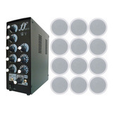 Kit 12 Caixa Som Arandela Embutir + Amplificador Setorizador
