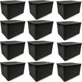 Kit 12 Caixas/cestos Organizador Rattan Preto C/ Tampa 15l