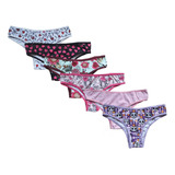 Kit 12 Calcinhas 100% Algodão Tanga Feminina Cotton Atacado 