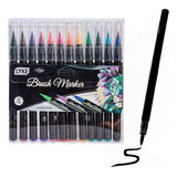 Kit 12 Canetas Brush Ponta Fina Marcador Artístico Fine Line