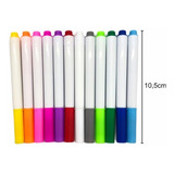 Kit 12 Canetas Giz Liquido Colorida Quadro Negro Lousa