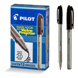 Kit 12 Canetas Marcador Permanente Preto 2mm Pilot Piso Obra