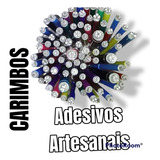 Kit 12 Carimbos Para Adesivos Artesanais + 2000 Pedrarias 