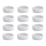 Kit 12 Cinzeiro Porcelana Branca Cinzeiros Redondo 8,5cm
