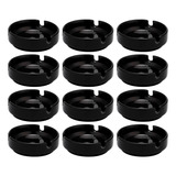 Kit 12 Cinzeiro Porcelana Preto Cinzeiros Redondo 8,5cm