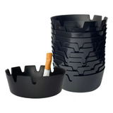 Kit 12 Cinzeiros Redondos Simples Preto Resistente Em Pbt
