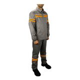 Kit 12 Conjuntos Brim Camisa E Calça Com Faixa Refletiva 