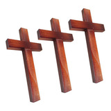 Kit 12 Cruz Crucifixo Madeira Sem Imagem 40cm Atacado Cor Marrom-escuro