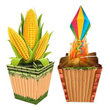 Kit 12 Decoração De Mesa Festa Junina Milho Fogueira Arraia