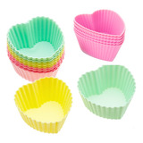 Kit 12 Formas De Silicone Cupcake Coração Muffin Air Fryer