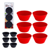 Kit 12 Formas Silicone Mini Cupcake Bolo Muffin Assadeira