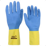 Kit 12 Luva Látex Neoprene Bicolor Limpeza Pesada Volk Tam G
