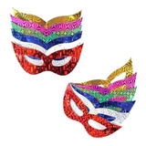Kit 12 Máscara Holográfica Carnaval Gatinha Festa Decoração