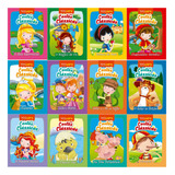 Kit 12 Mini Livro Contos Clássicos Histórias Infantil Fábulas