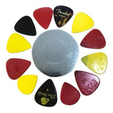 Kit 12 Palhetas Violão Guitarra + Porta Palheta De Metal