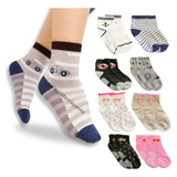 Kit 12 Pares Meias Infantil Bebe Coloridas Cano Alto Atacado