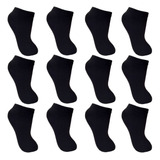 Kit 12 Pares Meias Infantil Cano Curto Soquete Preta Unissex