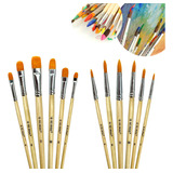 Kit 12 Pincéis Artesanato Redondo Ovalado Qualidade Premium