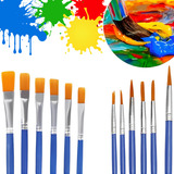 Kit 12 Pincéis Utileira Pintura Artesanato Ponta Fina Redonda E Chato