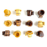 Kit 12 Porta Vitamina Copo Argola Madeira Pequeno Malha Fina