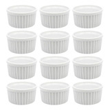 Kit 12 Ramekin Pequeno 77ml Porcelana Branco Canelado Molhos