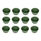 Kit 12 Ramequim 200ml Verde Porcelana Buffet Servir Potinho