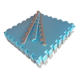 Kit 12 Tatame Tapete 50x50x1cm 10mm Azul Bebê E Cinza Claro