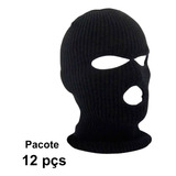 Kit 12 Un Touca Motoqueiro Balaclava Ninja 3 Furos Adulto Lã