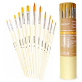Kit 12x Pincel Sinoart Pintura Óleo Acrílico Madeira Tecido